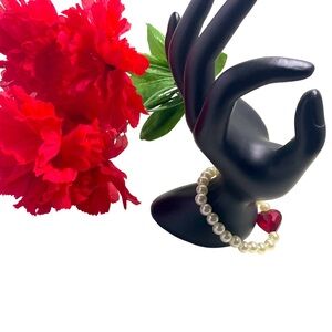 Valentine Heart Pearl Bead Bracelet